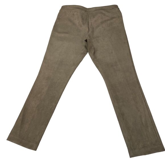Calvin Klein Faux Suede Pants Womens Large Brown Elastic Waist Career Front Seam - Picture 2 of 13